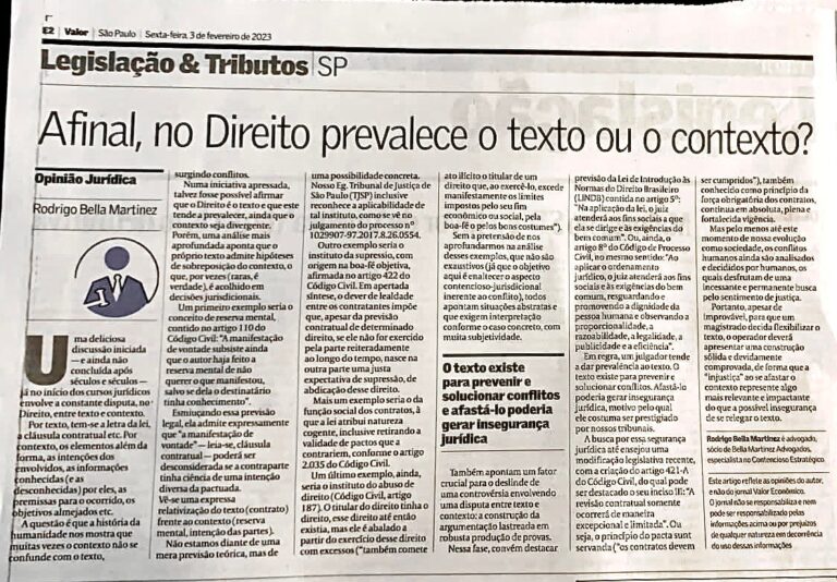 Afinal, no direito prevalece o texto ou o contexto?